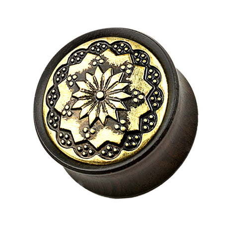 Ear Saddle Plug Ebony Black Lotus Flower 