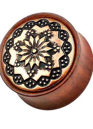 Ear Saddle Plug Rosewood Brown Lotus Blossom 