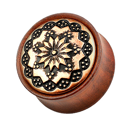 Ear Saddle Plug Rosewood Brown Lotus Blossom 