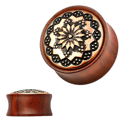 Ohr Sattel Plug Rosenholz Braun Lotus Blüte