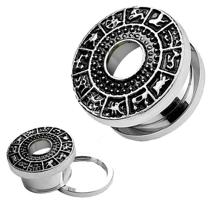 Ohr Plug Tunnel mit Sternzeichen aus Edelstahl Silber