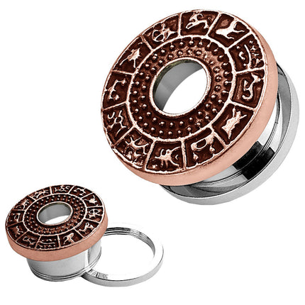 Ohr Plug Tunnel mit Sternzeichen aus Edelstahl Bronze IP