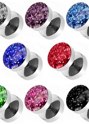 Fake Plug Piercing Ohrstecker Multi Glitter