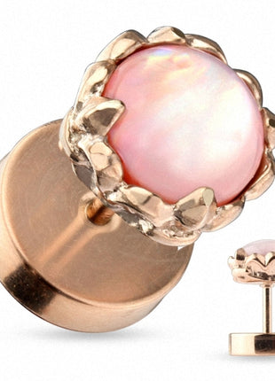 Fake Plug Ohrstecker Piercing Roségold Rosa Perlmutt Perle