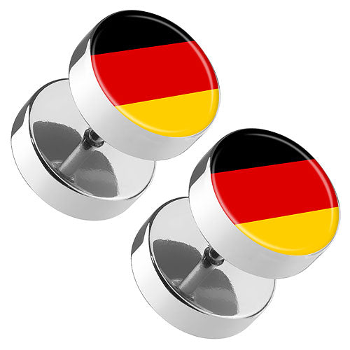 1 Paar Fake Plug Ohrstecker Fussball EM & WM Länderflagge Fanartikel