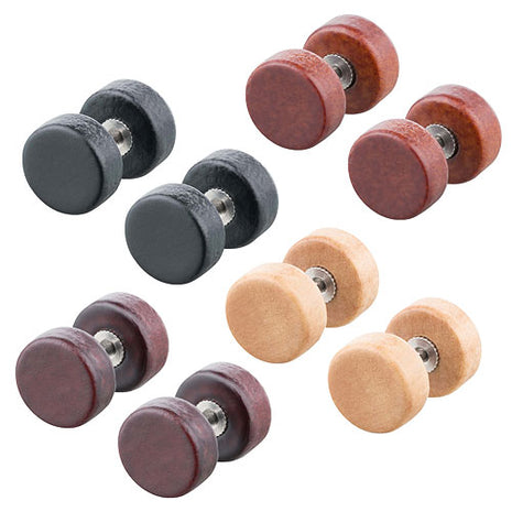 1 Paar Natur Holz Fake Plug Ohr Piercing Tunnel Stahlgewinde