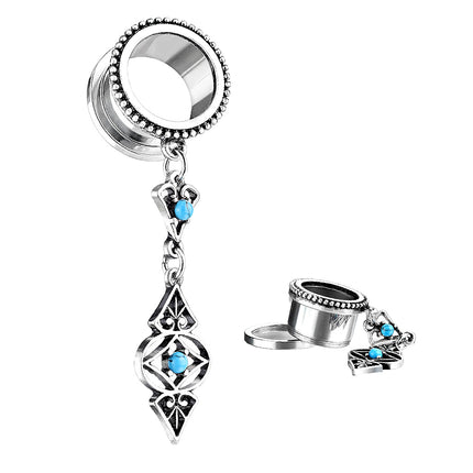 Flesh Ohr Tunnel mit Tribal Charms Schmuck Anhänger Türkis
