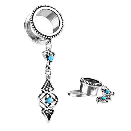 Flesh Ohr Tunnel mit Tribal Charms Schmuck Anhänger Türkis