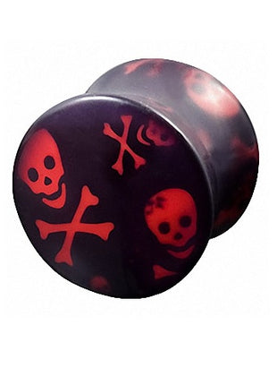 Flesh Ohr Plug Double Flared Totenkopf Rot