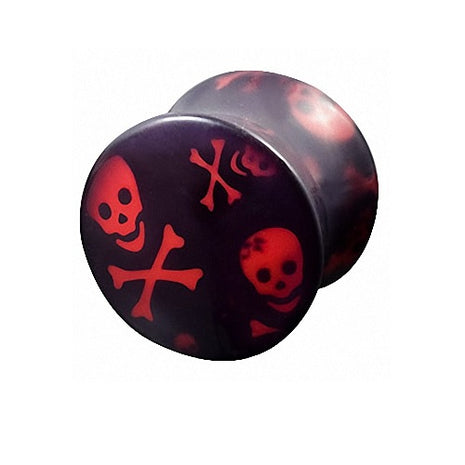 Flesh Ohr Plug Double Flared Totenkopf Rot