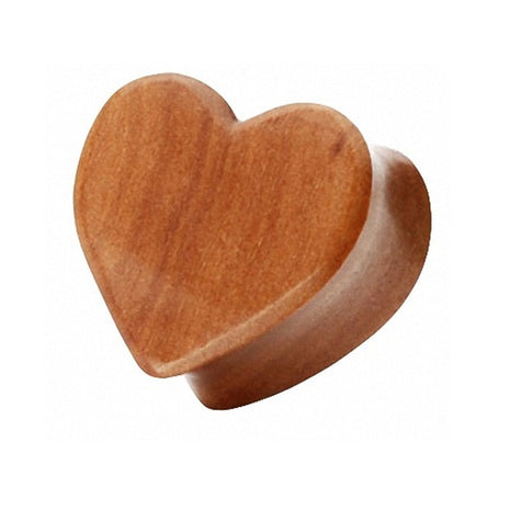 Flesh Ear Plug Piercing Heart Double Flared Wood Brown 