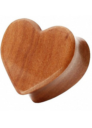 Flesh Ear Plug Piercing Heart Double Flared Wood Brown 