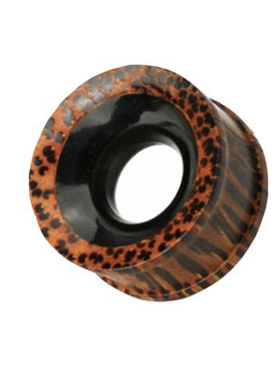 Flesh Tunnel Wood Brown Double Flared Inlay Horn 