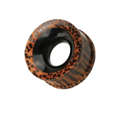 Flesh Tunnel Wood Brown Double Flared Inlay Horn 