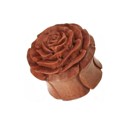 Holz Ohr Plug Blume Schwarz Rose Braun