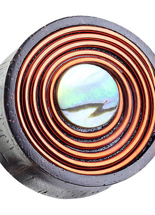 Ohr Plug Tunnel Sono Holz mit Perlmutt Perle und Kupferdraht