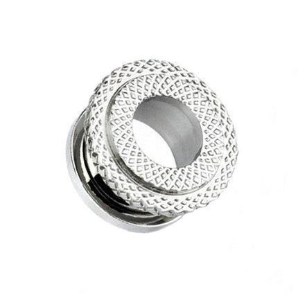 Flesh Schraub Tunnel  Doppel Riffel Kerben Ring