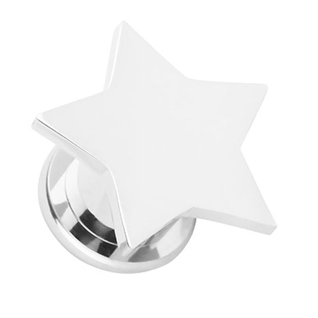 Flesh Ear Screw Plug Piercing Star Silver 