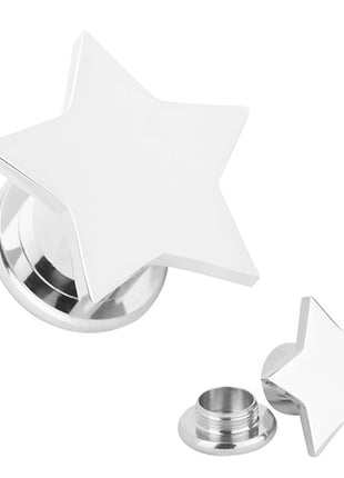 Flesh Ear Screw Plug Piercing Star Silver 