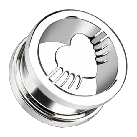 Flesh Screw Tunnel Flying Heart Silver 