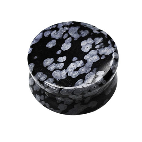 Flesh Plug made of Stone Double Flared Black Snowflakes 