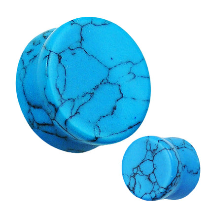 Flesh Tunnel Ohr Plug aus Stein Double Flared Türkis