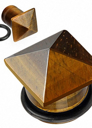 Ohr Plug aus Stein als Pyramide Braun