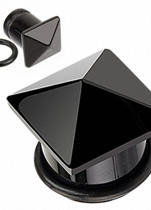 Ohr Plug aus Stein als Pyramide Schwarz