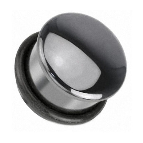 Flesh Plug curved hematite stone single flared 