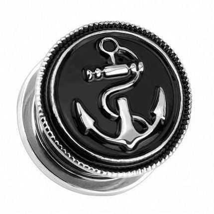 Ohr Tunnel Plug Vintage Style mit Anker in Old School