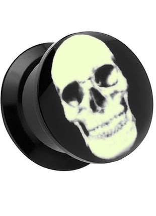 Flesh Tunnel Logo Plug Glow in the Dark Skull 