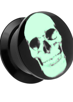 Flesh Tunnel Logo Plug Glow in the Dark Skull 