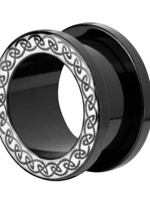 Flesh Ear Tunnel Black Celtic Signs 