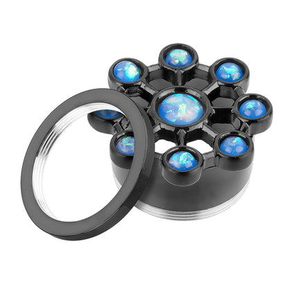 Flesh Ohr Tunnel Piercing Ufo Rad Schwarz mit Opal