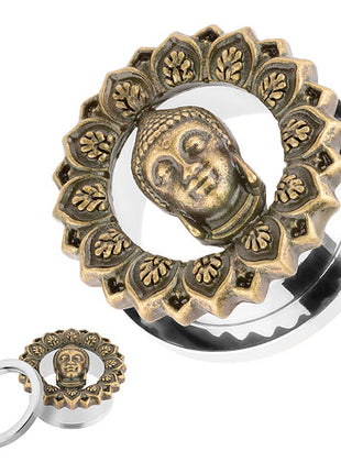 Flesh Ohr Tunnel Piercing Edelstahl mit Buddha Kopf