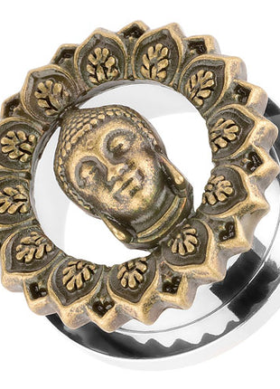 Flesh Ohr Tunnel Piercing Edelstahl mit Buddha Kopf