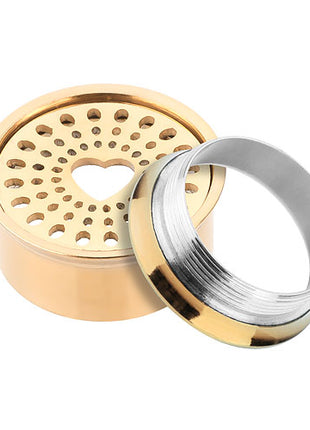 Flesh Ear Tunnel Plug Heart Perforated Stainless Steel Gold Plated 