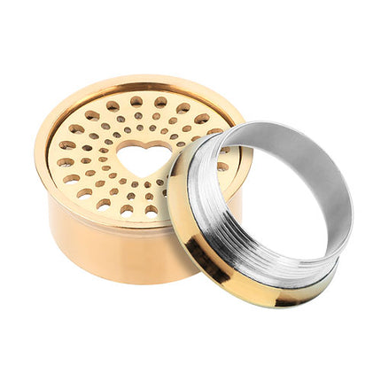 Flesh Ohr Tunnel Plug Herz gelocht Edelstahl vergoldet