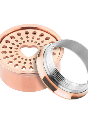 Flesh Ear Tunnel Plug Heart Perforated Stainless Steel Rose Gold IP 