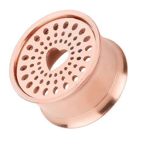 Flesh Ohr Tunnel Plug Herz gelocht Edelstahl Rosegold IP