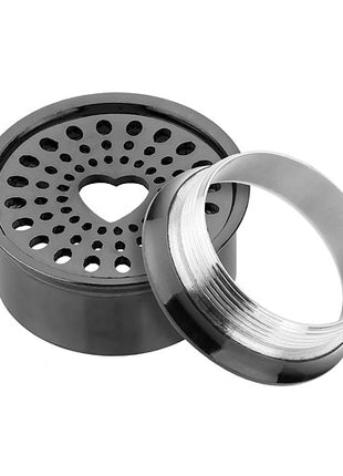 Flesh Ear Tunnel Plug Heart Perforated Stainless Steel Black 