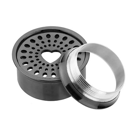 Flesh Ohr Tunnel Plug Herz gelocht Edelstahl Schwarz