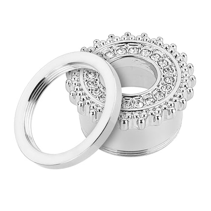 Flesh Ohr Tunnel Piercing Tribal Sonne mit Kristallen