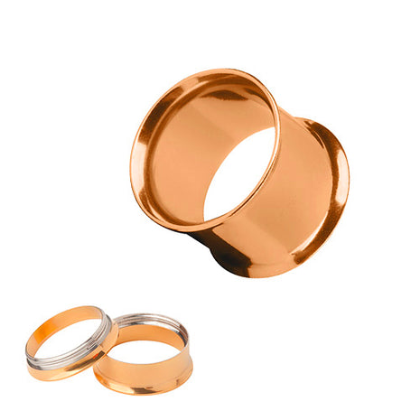 Flesh Tunnel Edelstahl Double Flared Gewinde Rosegold