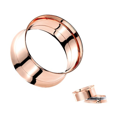 Flesh Tunnel Edelstahl Double Flared Gewinde Rosegold