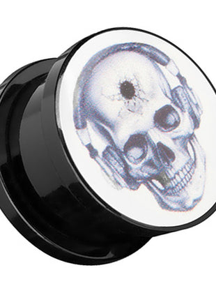 Flesh Screw Plug Motif Skull with Headphones 