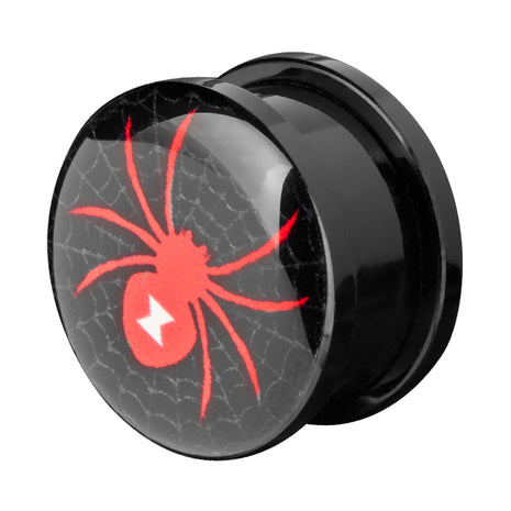 Flesh Ohr Plug Schwarz Spinne Spider Rot