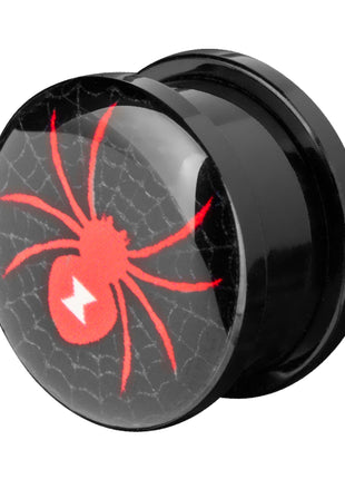 Flesh Ear Plug Black Spider Red 