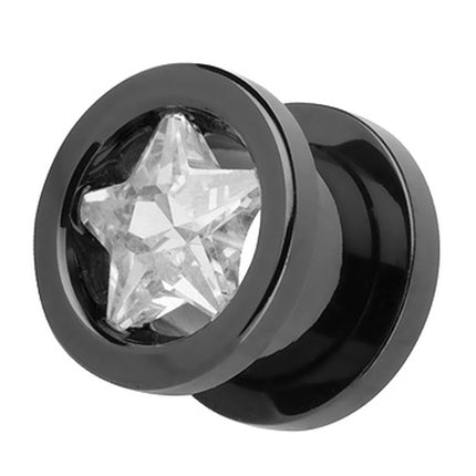 Flesh Ohr Tunnel Schwarz Zirkonia Stern Clear