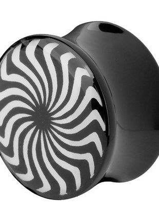 Flesh Plug Double Flared Schwarz Swirl Wirbel